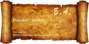 Bander Andor névjegykártya